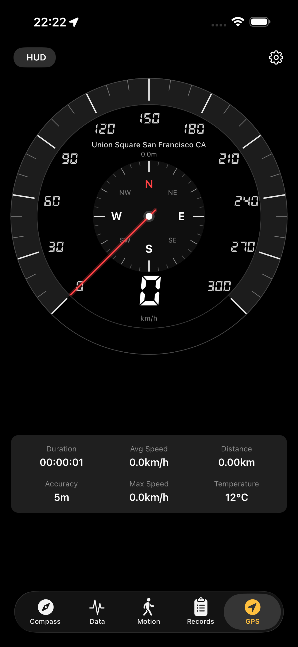 GPS speedometer dial